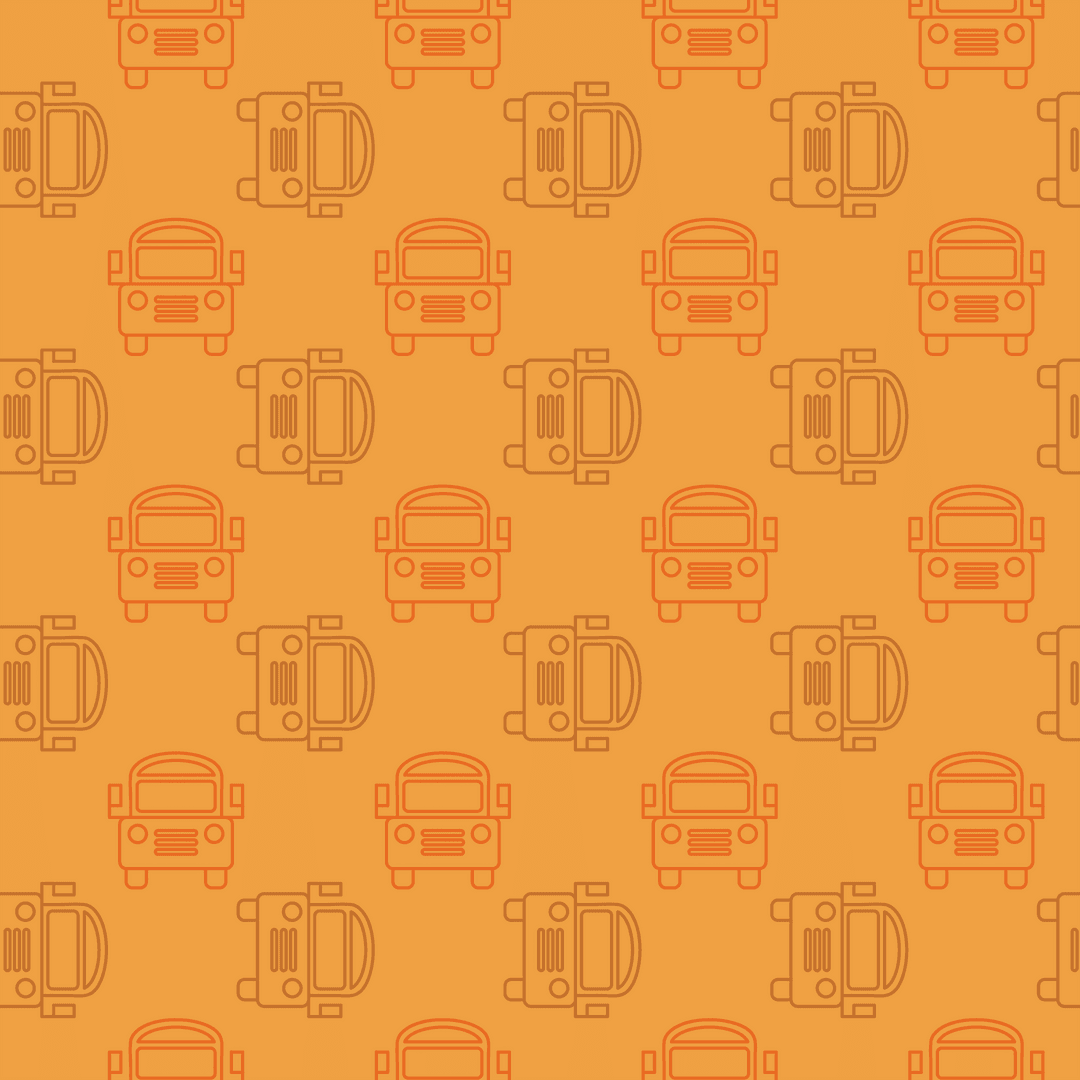 Seamless Transparent Orange Bus Pattern for Transportation Design