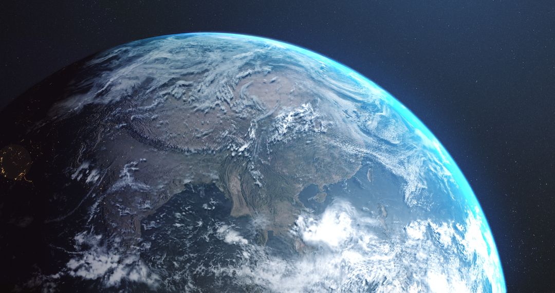 Satellite View of Earth from Space Showing Vast Continents and Oceans