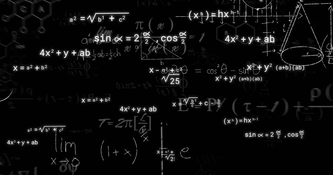 Abstract Mathematical Equations on Black Background