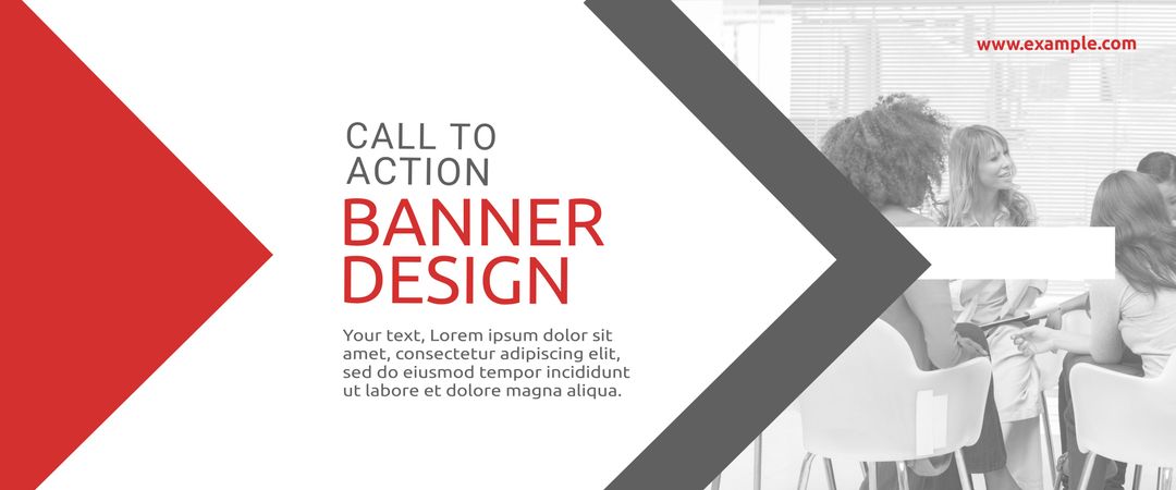 Dynamic Call-To-Action Banner with Arrow and Group Discussion - Download Free Stock Images Pikwizard.com
