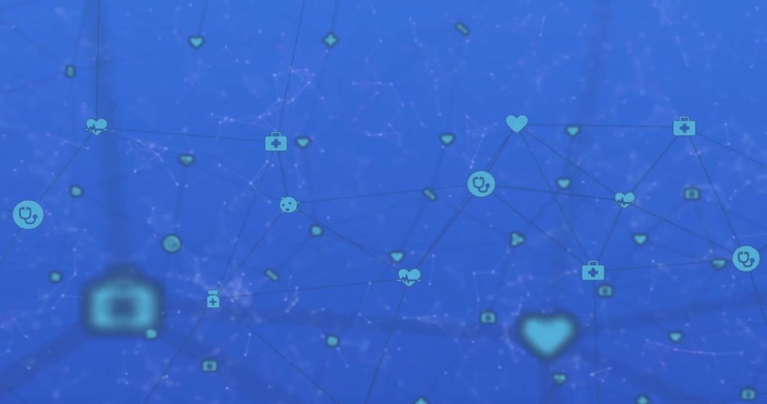 Digital Network Sphere with Healthcare Icons in Blue