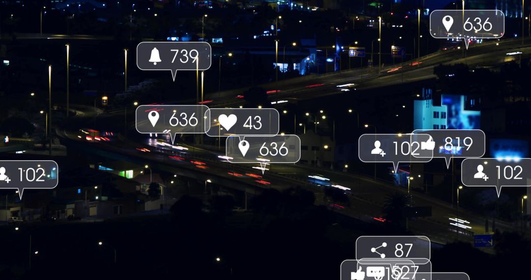 Digital Social Media Interactions Over Busy Highway