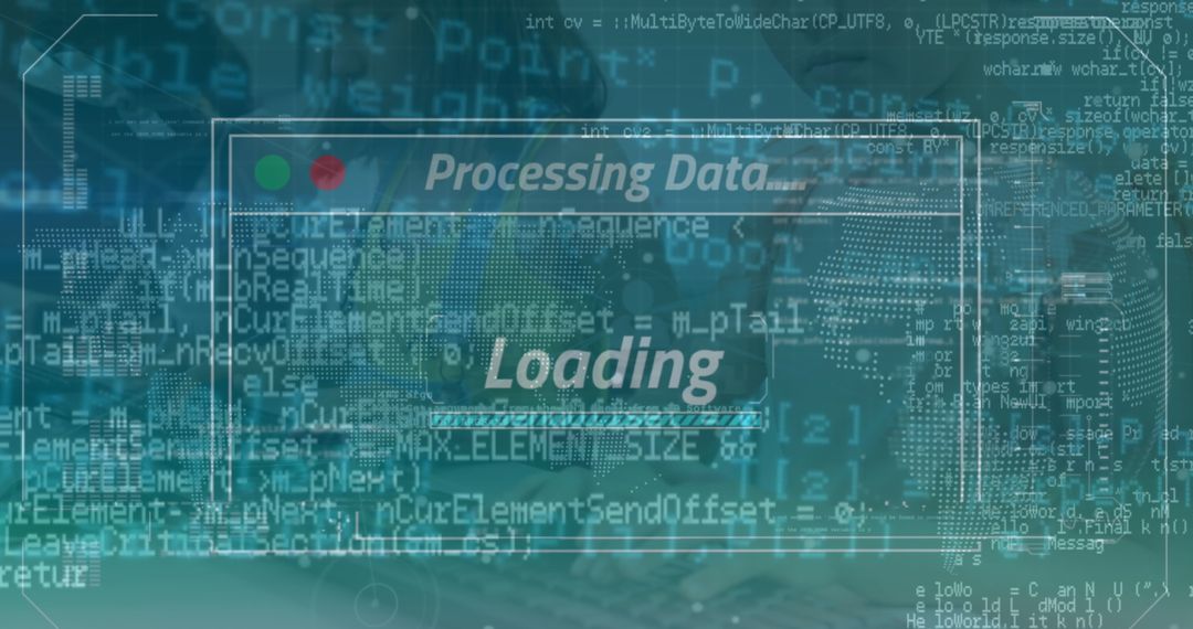 Futuristic Data Processing Interface with Virtual Display