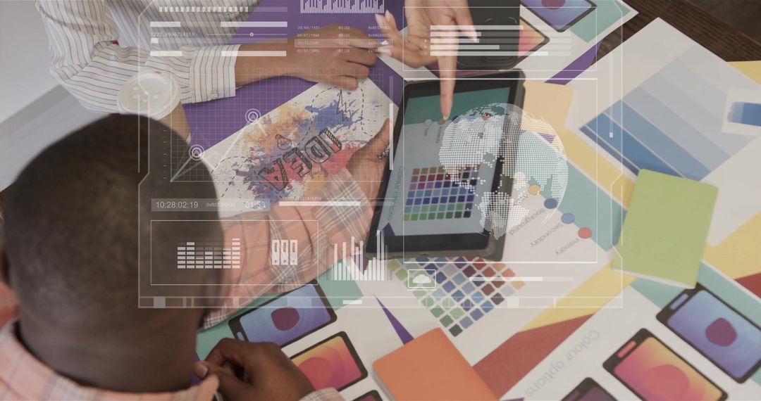 Business Team Analyzing Data with Digital Interface