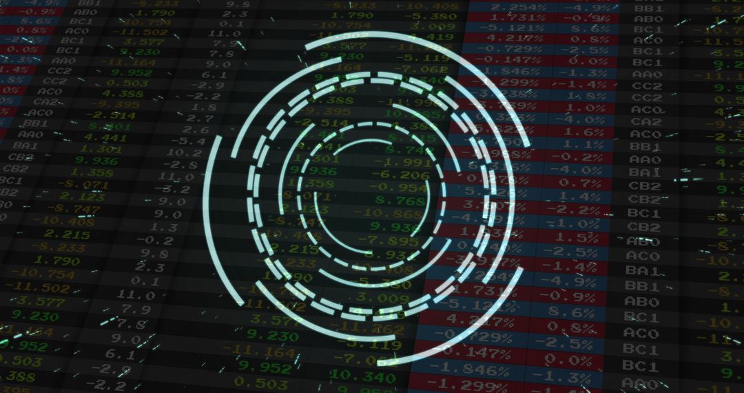 Futuristic HUD AI Analytics on Scrolling Stock Data Interface