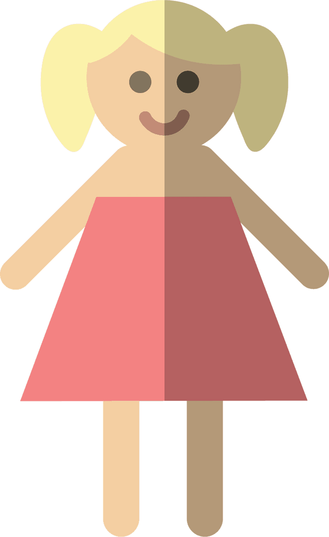 Happy Blonde Girl Illustration on Transparent Background