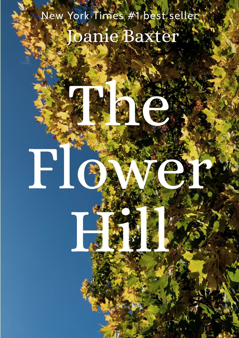 Composite of the flower hill joanie baxter text over blue sky and trees - Download Free Stock Templates Pikwizard.com