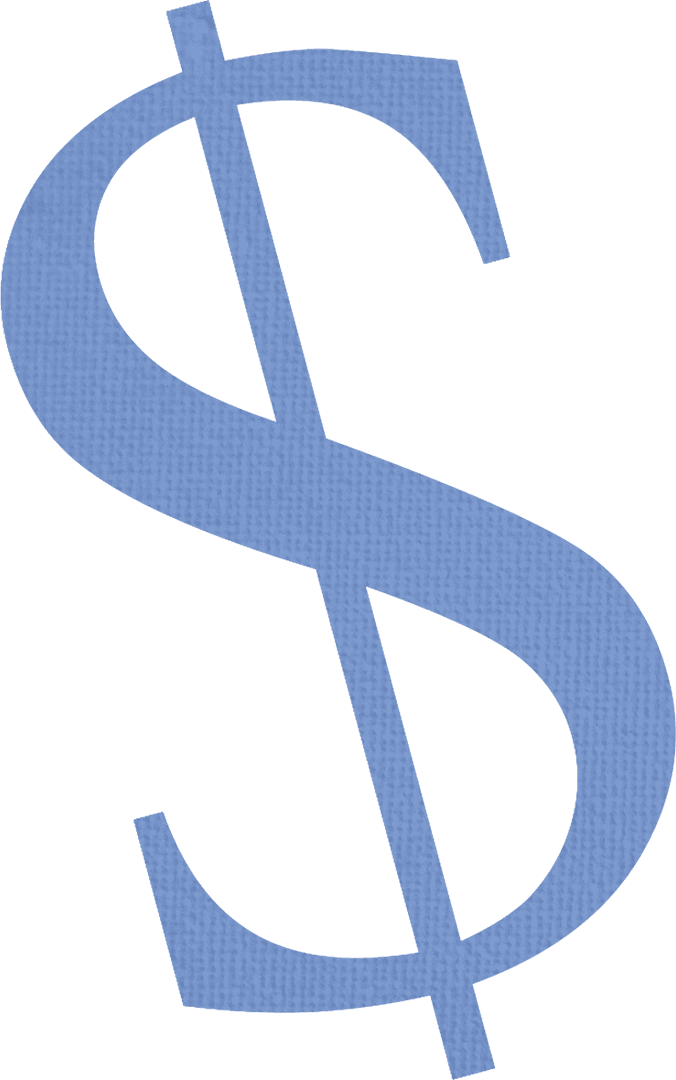 Transparent Blue Dollar Symbol on Clear Background