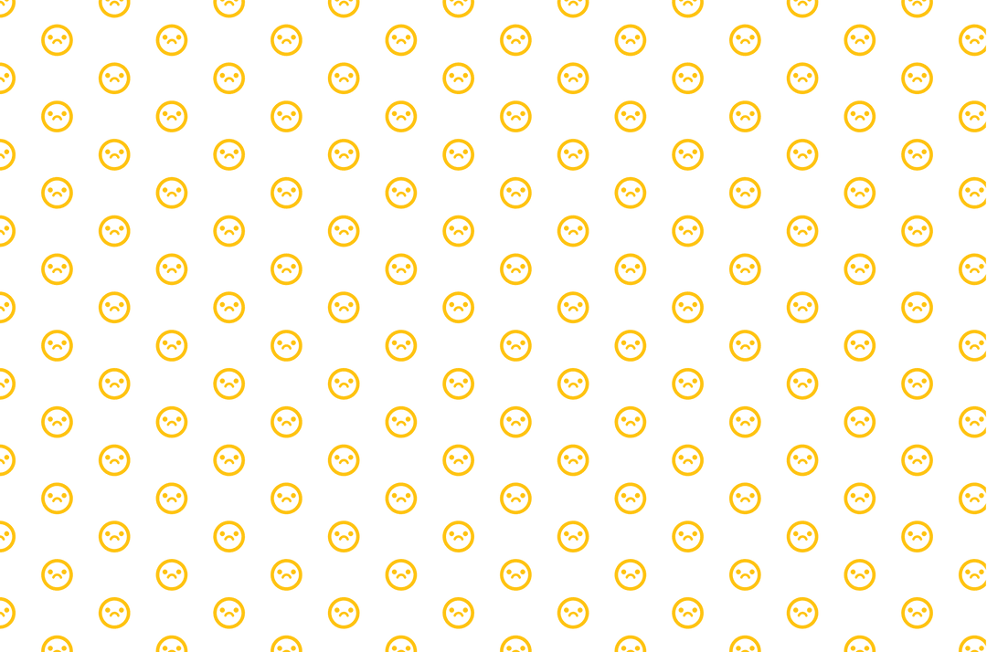 Transparent background with sad emoji pattern for communication projects