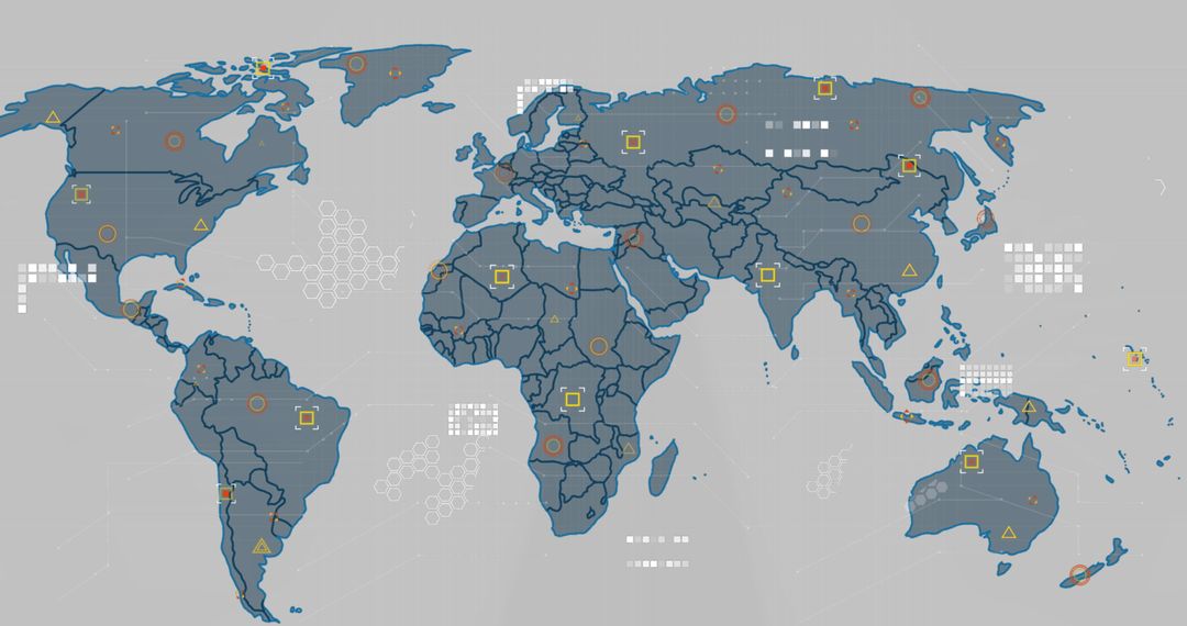 World Map Highlighting Global Digital Connections