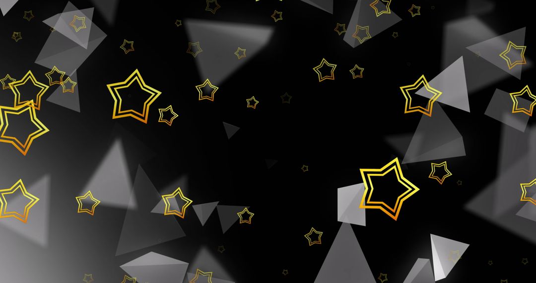 Golden Star Icons and Triangular Shapes on Black Background