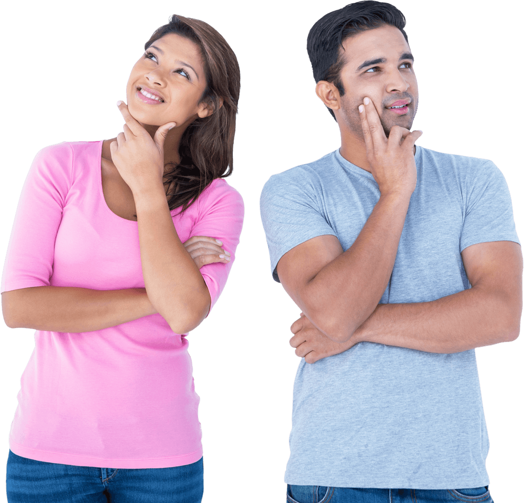 Thoughtful Individuals Pondering on Transparent Background