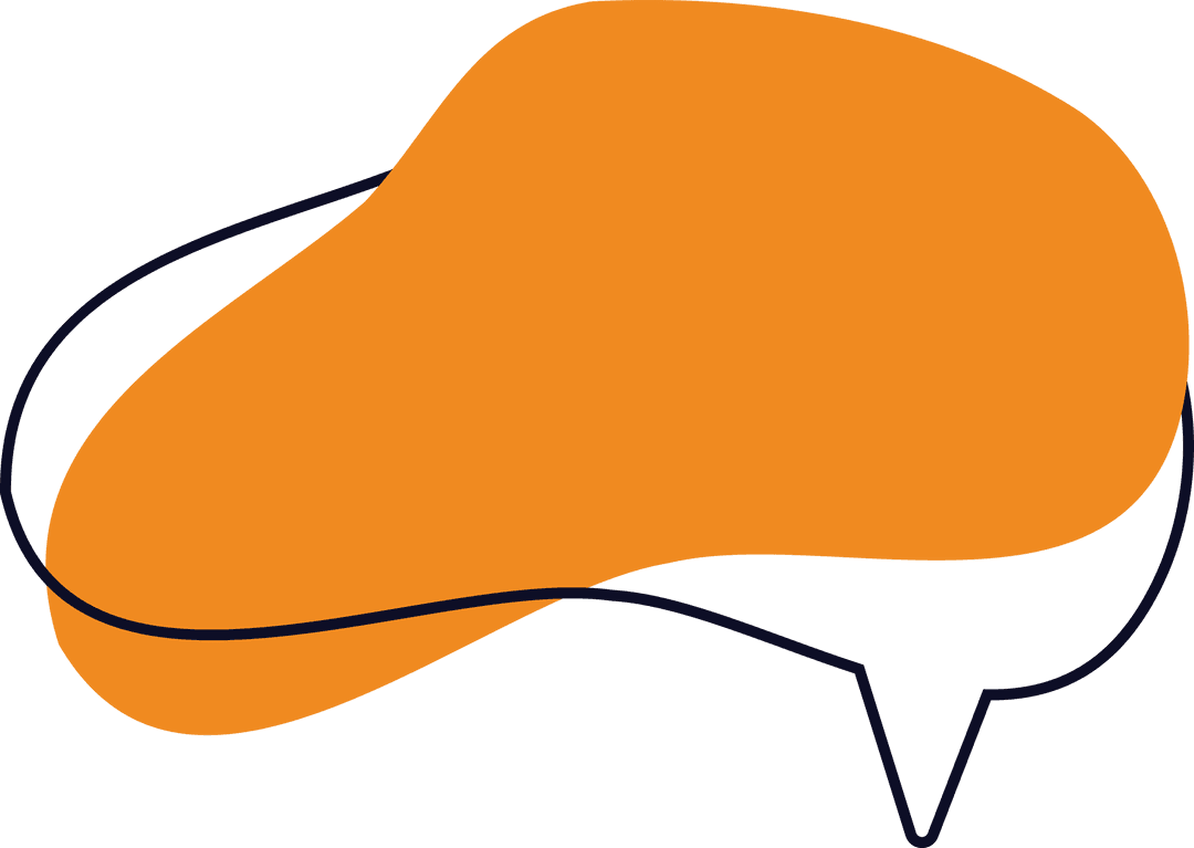 Orange Speech Bubble with Copy Space on Transparent Background
