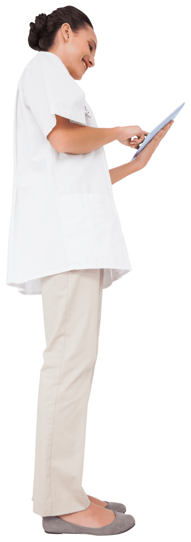 Transparent Image of Nurse Using Tablet PC for Healthcare Applications