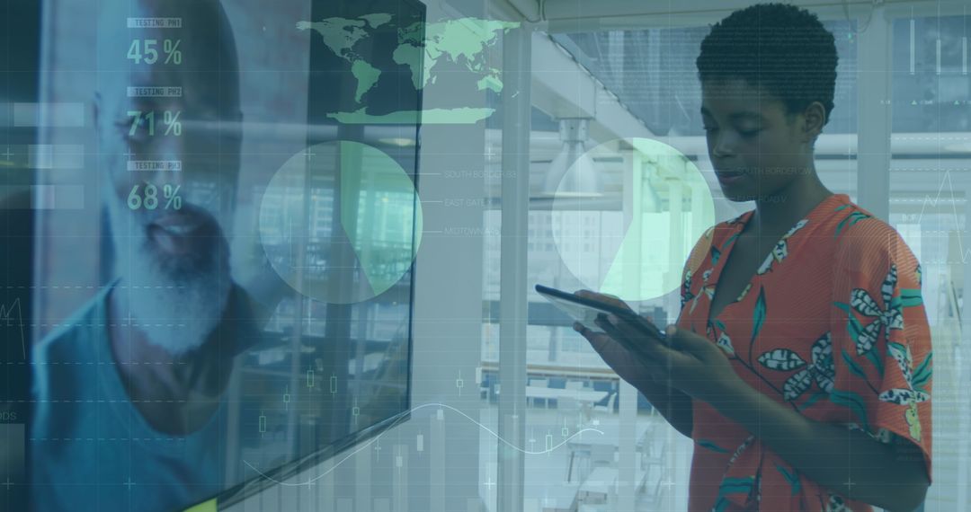 Digital Data Processing by Businesswoman Using Technology in Modern Office