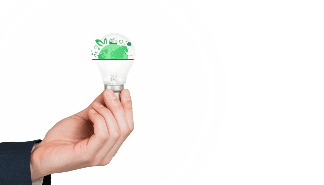 Eco-friendly Lightbulb Illustrating Sustainability on Transparent Background