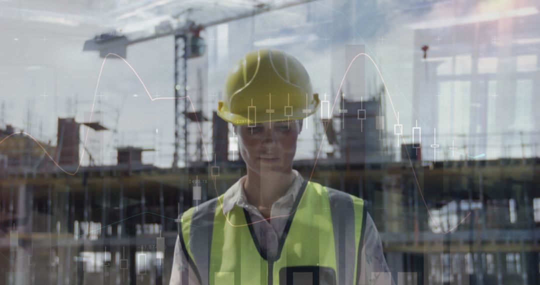 Female Architect Analyzing Construction Data on Site