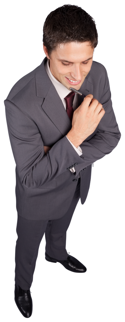 Confident Caucasian Businessman Holding Pen on Transparent Background - Download Free Stock Images Pikwizard.com