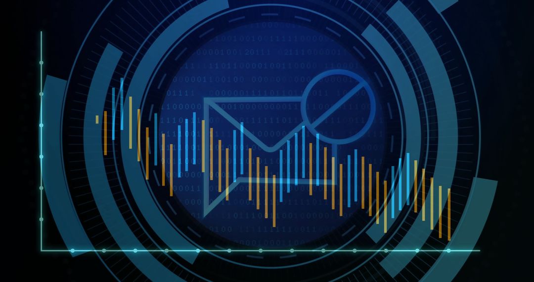 Digital Data Processing with Analytics Graph and Envelope Icon