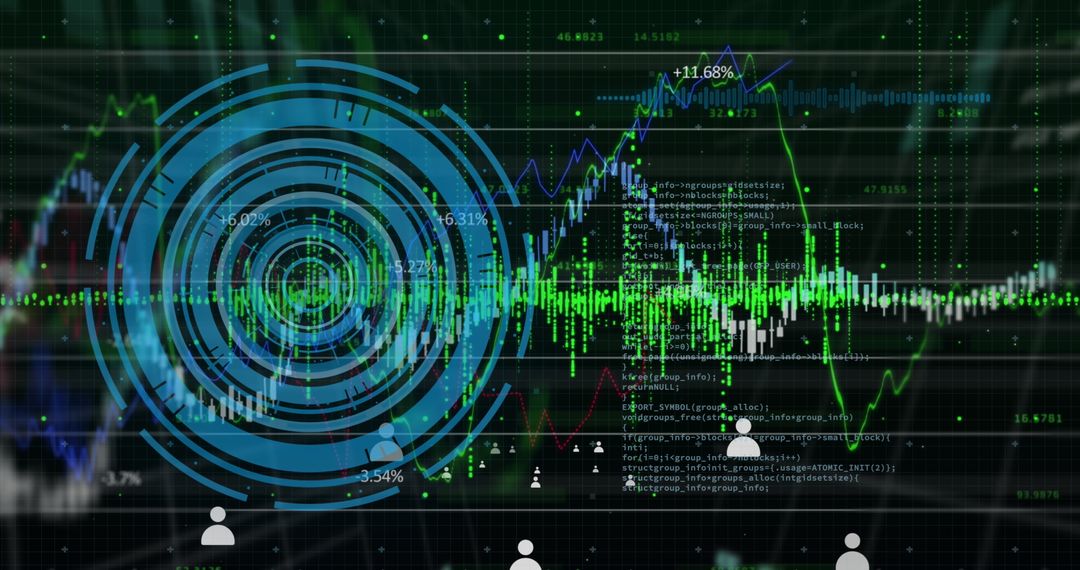 Futuristic Financial Analysis with Digital Interface and Data Visualization