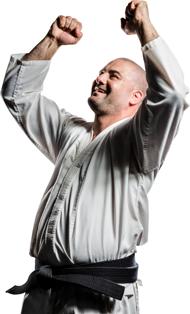 Karate Master Celebrating Triumph on Transparent Background - Download Free Stock Images Pikwizard.com