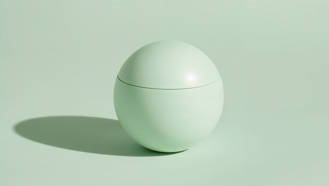 Pastel Green Sphere Container on Matching Surface with Shadow