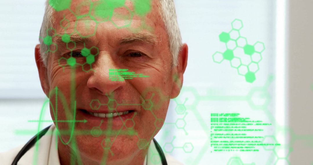 Doctor Analyzing Digital Data in Futuristic Medical Interface