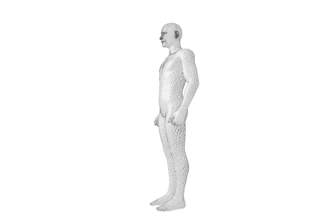 3D Human Model Digital Illustration on Transparent Background