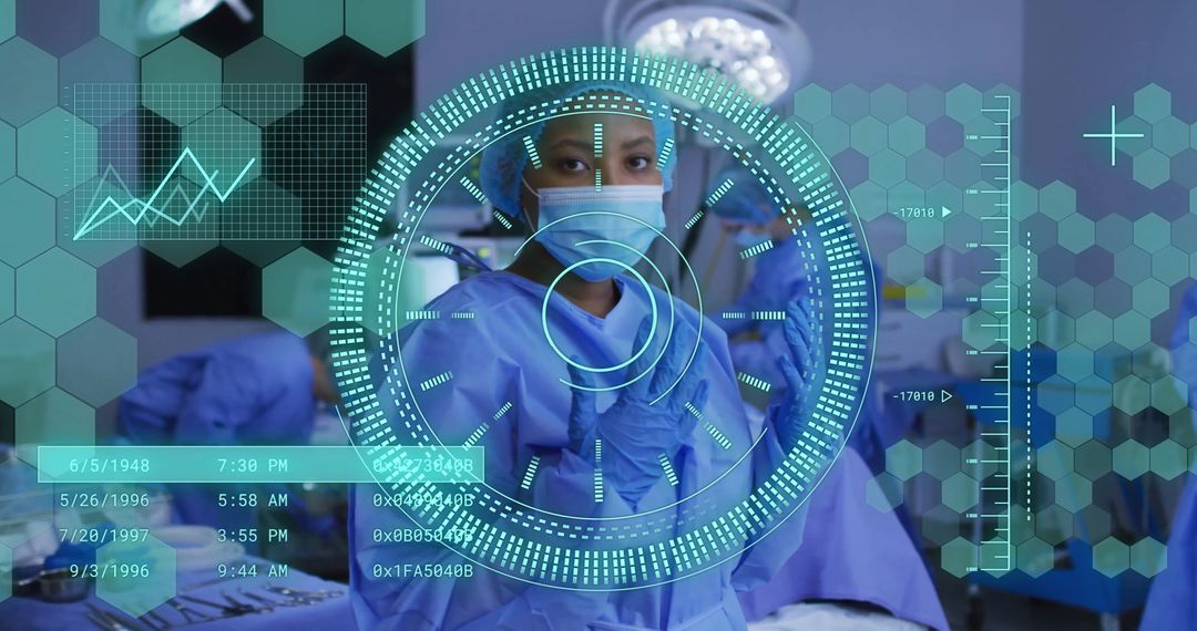 Digital Interface with African American Surgeon in Operating Room