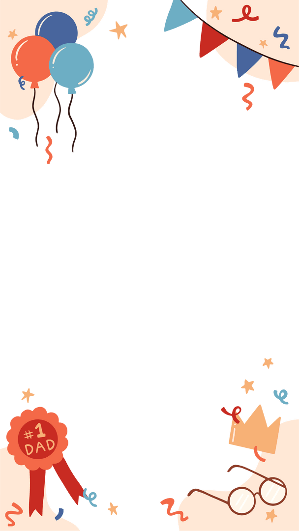 Cheerful Father's Day Frame with Transparent Background and Festive Graphics