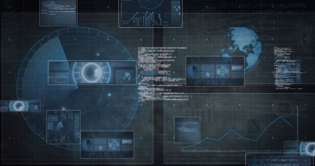 Futuristic Digital Interface Showing Data Analysis Projections