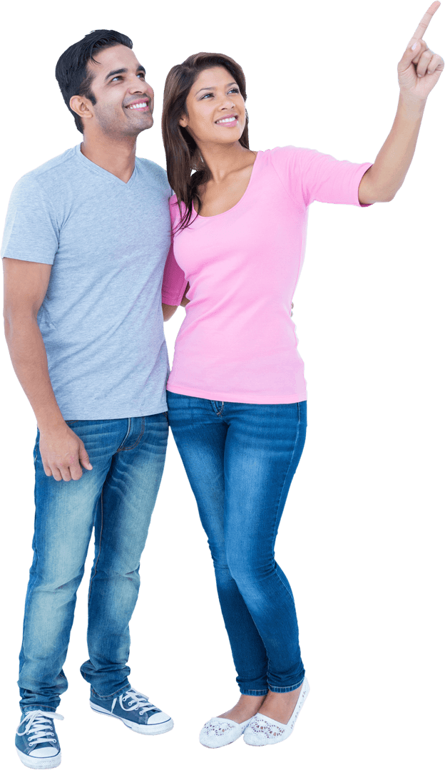 Smiling Couple Transparent Background Casual Attire Standing Together
