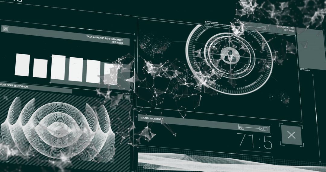 Futuristic Data Interface with Spinning DNA Structure