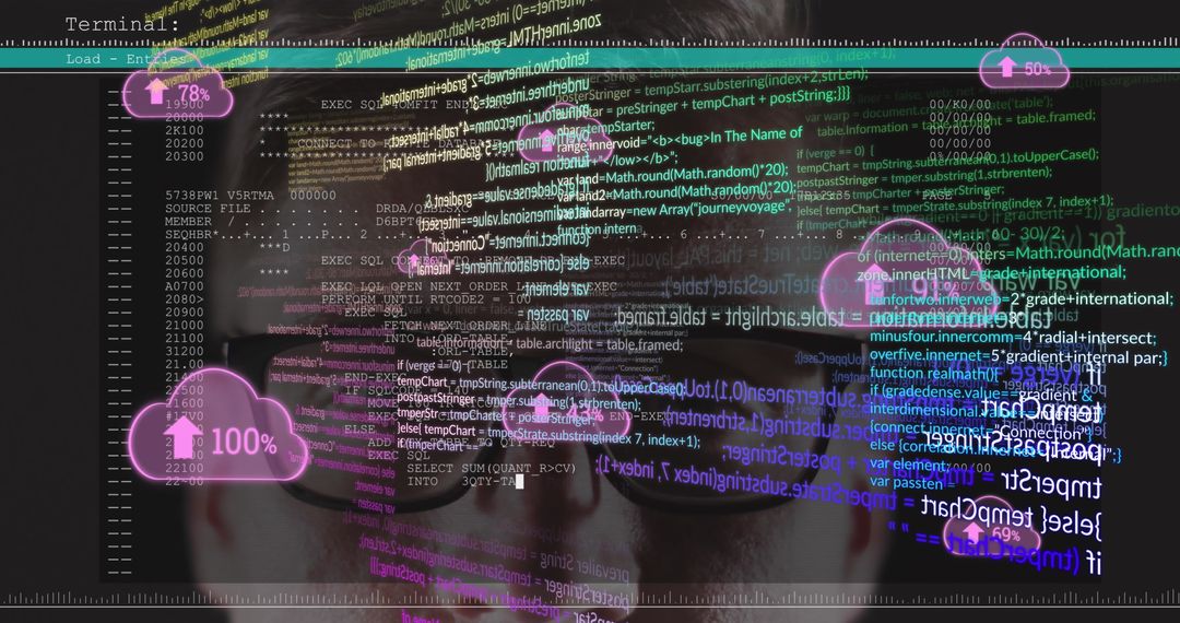 Programmer Analyzing Code with Digital Cloud Interface - Free Images, Stock Photos and Pictures on Pikwizard.com