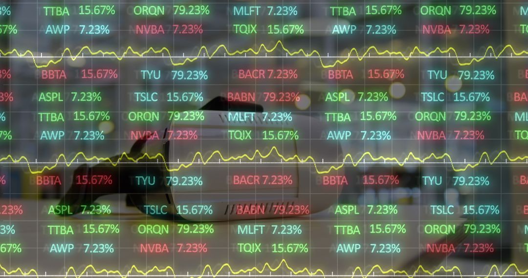 Financial Data Visualization Over VR Headset Conceptual Image