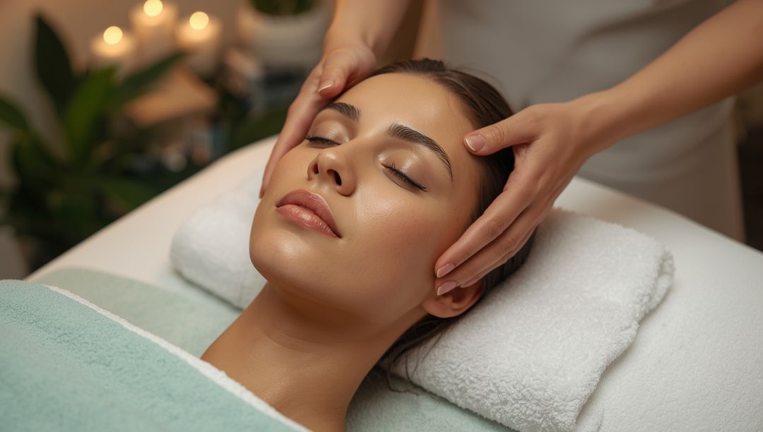 Serene Head Massage in Candlelit Spa