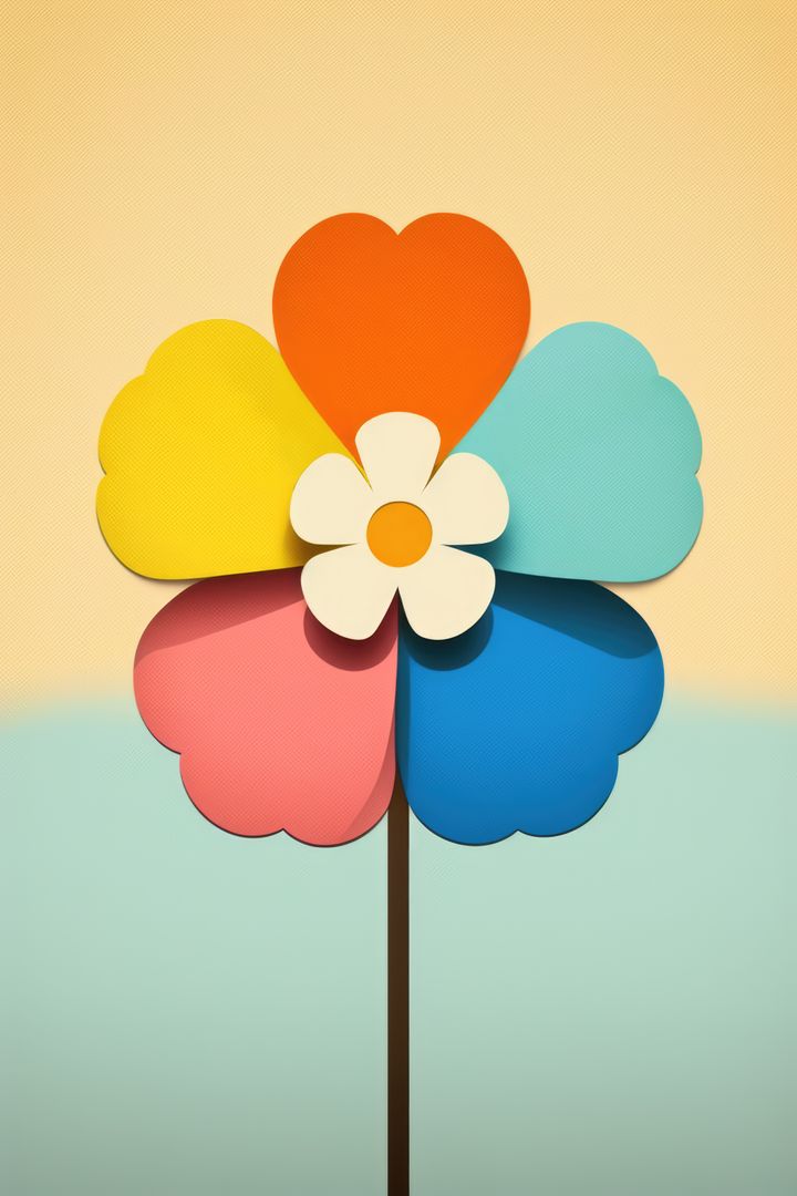 Colorful Paper Flower with Heart-Shaped Petals in Abstract Design - Free Images, Stock Photos and Pictures on Pikwizard.com