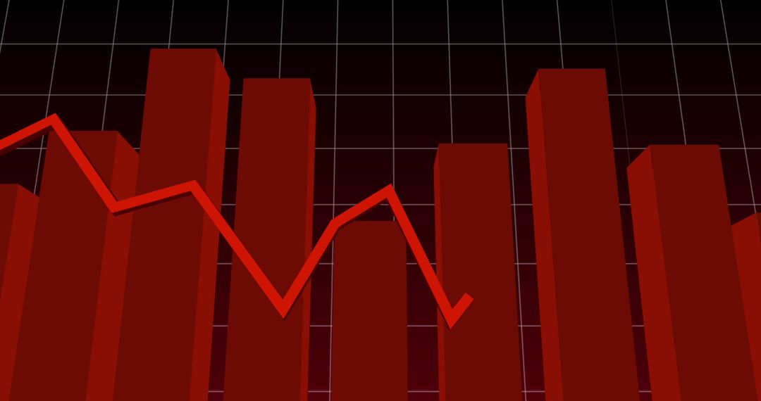 Digital Red Line Graph Indicating Financial Trends with Grid Background
