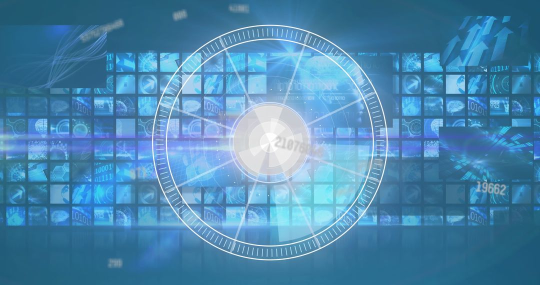 Futuristic HUD Interface with Digital Screens and Rising Numbers