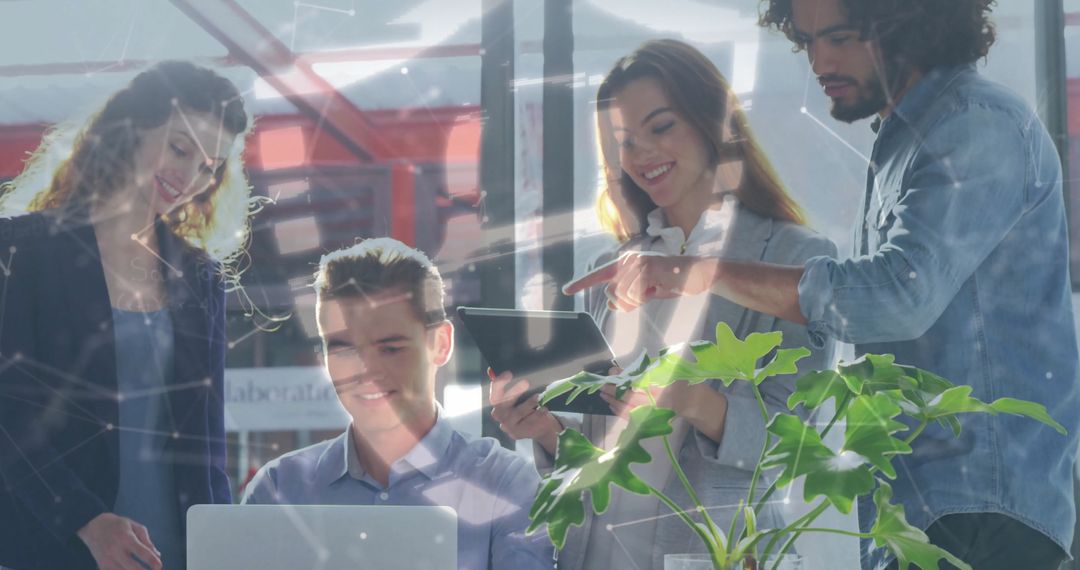 Diverse Business Team Collaborating With Digital Security Interface