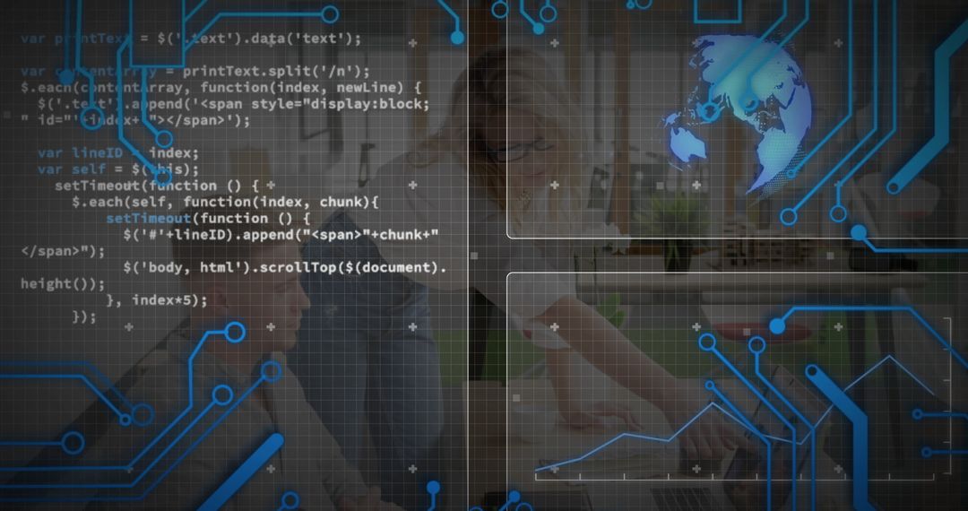 Tech Developers Working Virtually With Circuit Designs