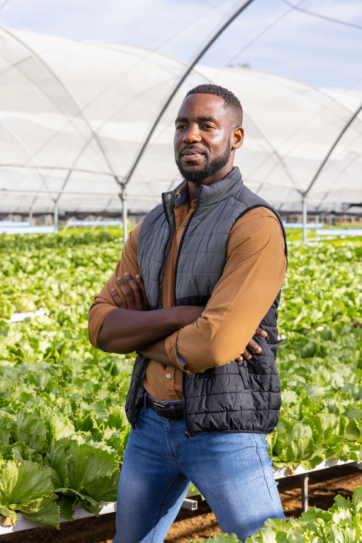 Confident Agronomist Overseeing Sustainable Hydroponic Farming