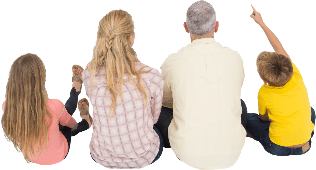Family from Every Generation Sitting Together Transparent Background