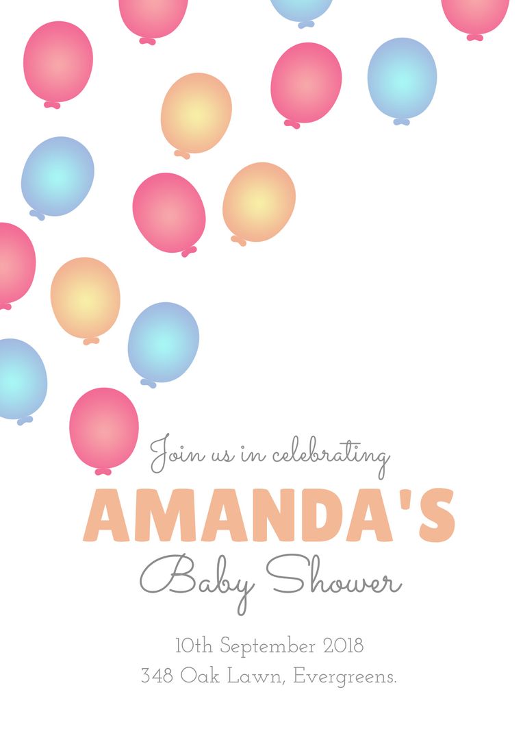 Colorful Balloons Baby Shower Invitation Elegant Design - Download Free Stock Templates Pikwizard.com