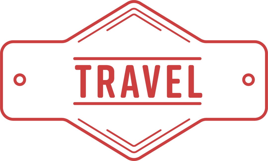 Red Travel Badge on Transparent Background for Tourism Branding