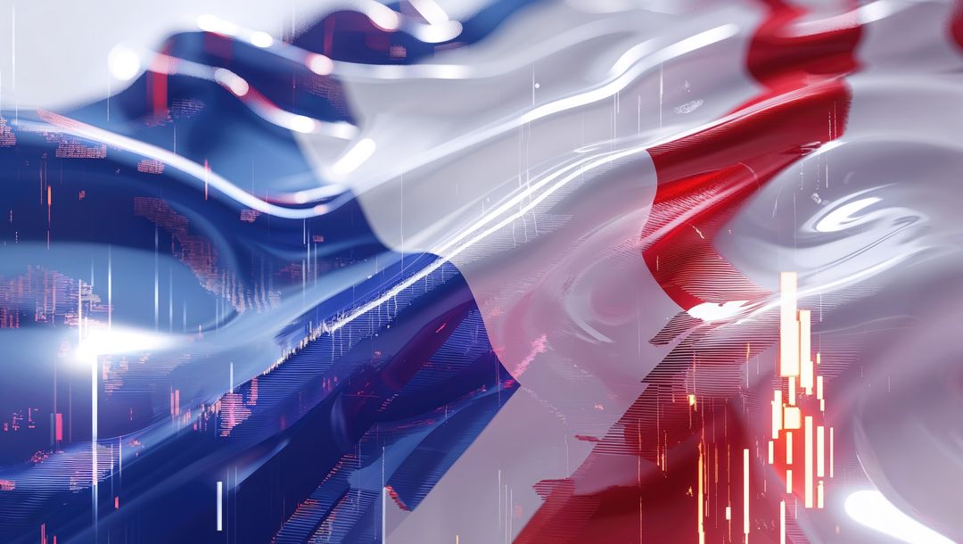 Digital Futuristic Interpretation of Waving Blue-White-Red Flag