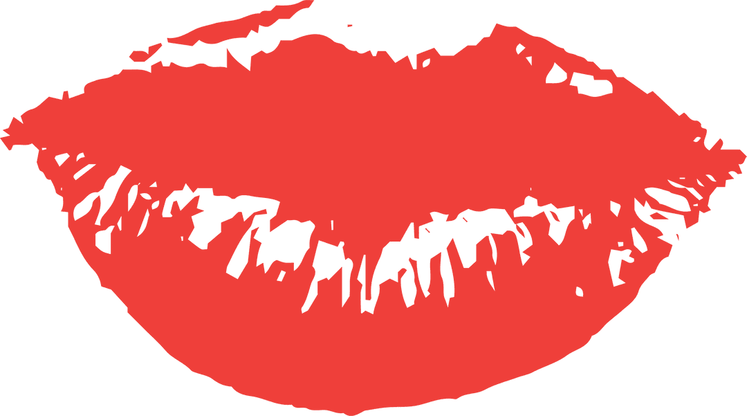 Vibrant Red Lipstick Kiss Mark on Transparent Background