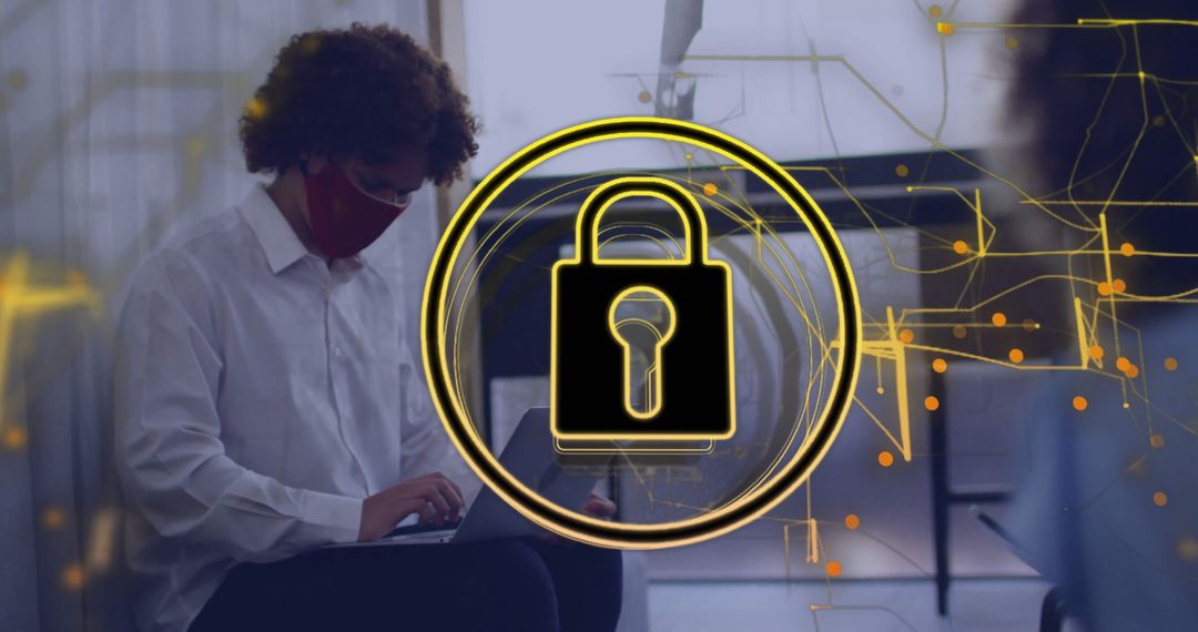 Digital Security Concept in Modern Workspace with Laptop Users