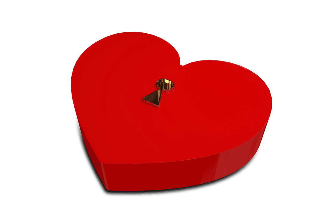 Red Heart with Keyhole on Transparent Background for Valentine's Day Design