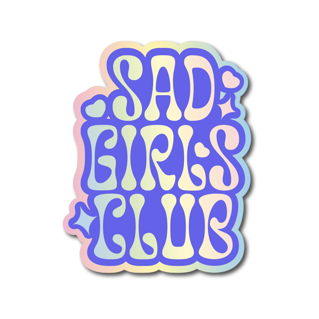 Sad Girls Club Graphic with Pastel Colors and Bubble Letters on Transparent Background